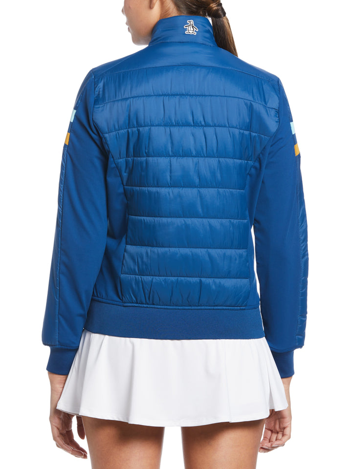 Mixed Media Puffer Golf Jacket (Blueberry Pancake) 