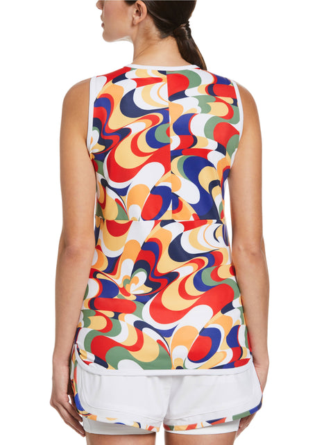 Multi Directional Abstract Tennis Top (Bright White) 