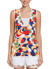 Multi Directional Abstract Tennis Top (Bright White) 