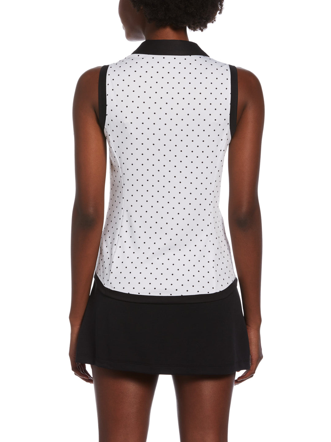 Women's Polka Dot Printed Sleeveless Golf Polo