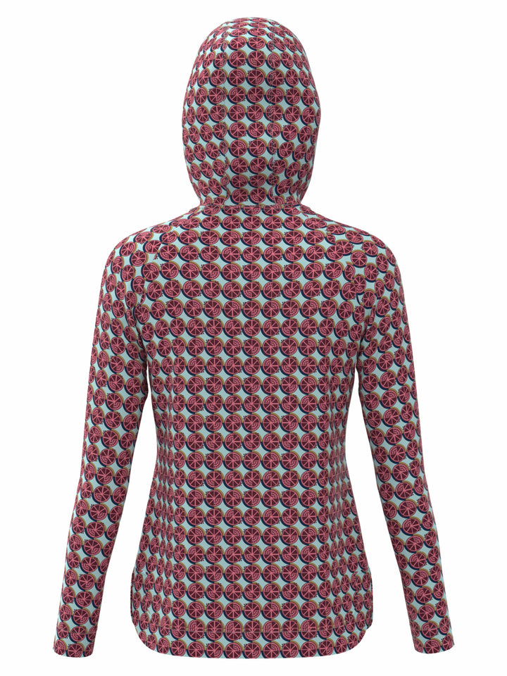 Pomegranate Print Knit Golf Hoodie (Cordovan) 