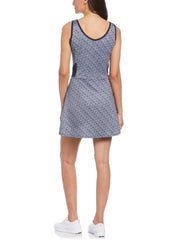 Women's Printed Flounce Tennis Dress with Mesh Blocking