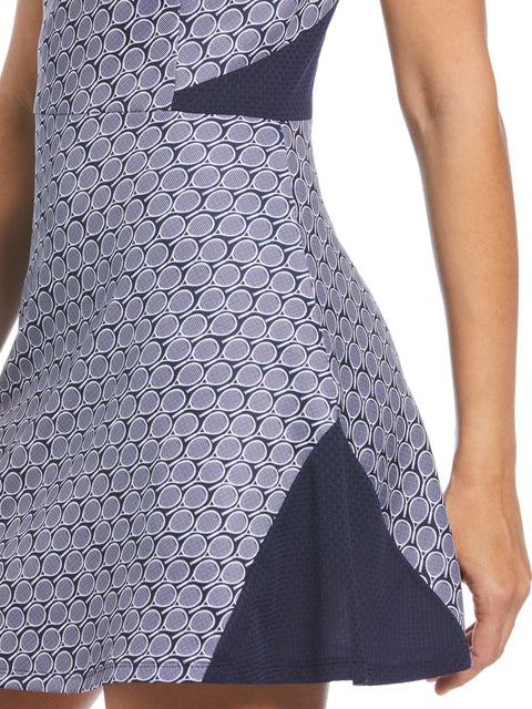 Women's Printed Flounce Tennis Dress with Mesh Blocking