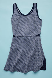 Women's Printed Flounce Tennis Dress with Mesh Blocking