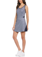 Women's Printed Flounce Tennis Dress with Mesh Blocking