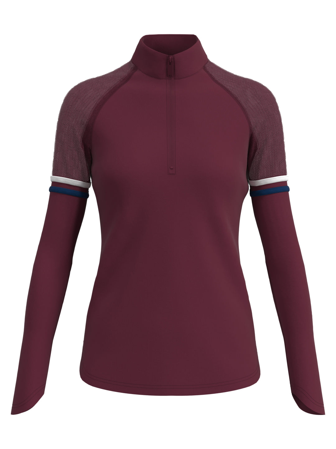 1/4 Zip Tennis Shirt with Contrast Sleeves (Cordovan) 