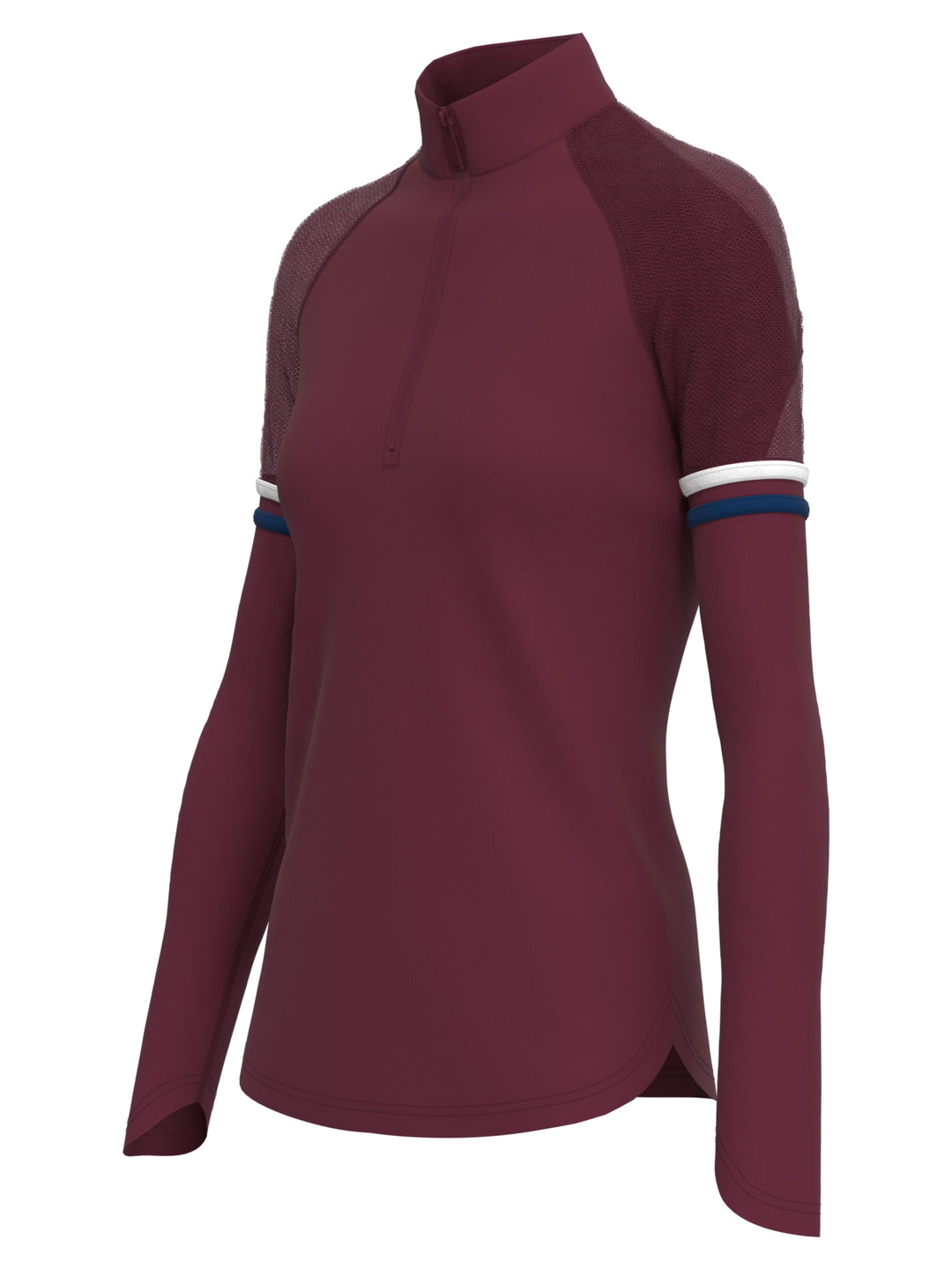 Women's Quarter Zip Tennis Shirt with Contrast Sleeves