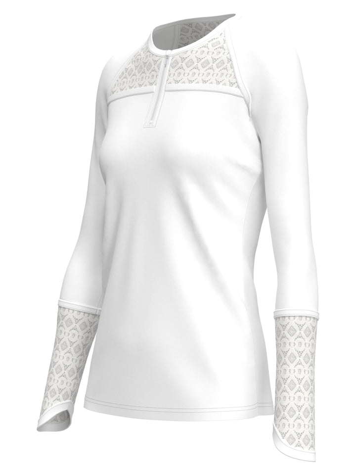 Raglan Tennis Shirt with Lace Inserts (Bright White) 