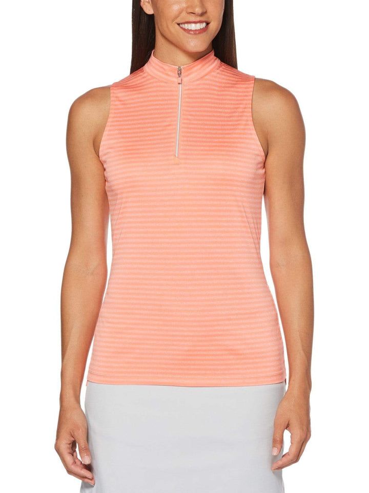 Women's Sleeveless Tonal Stripe Mock Top