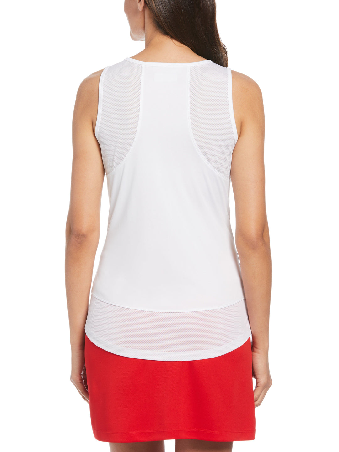 Solid Golf Tank Top with Mesh Panel (Bright White) 