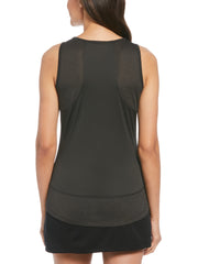 Solid Golf Tank Top with Mesh Panel (Caviar Heather) 