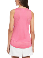 Solid Golf Tank Top with Mesh Panel (Beetroot Pur Htr) 
