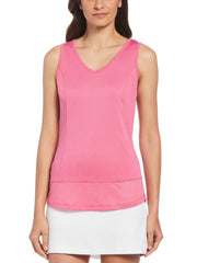 Solid Golf Tank Top with Mesh Panel (Beetroot Pur Htr) 