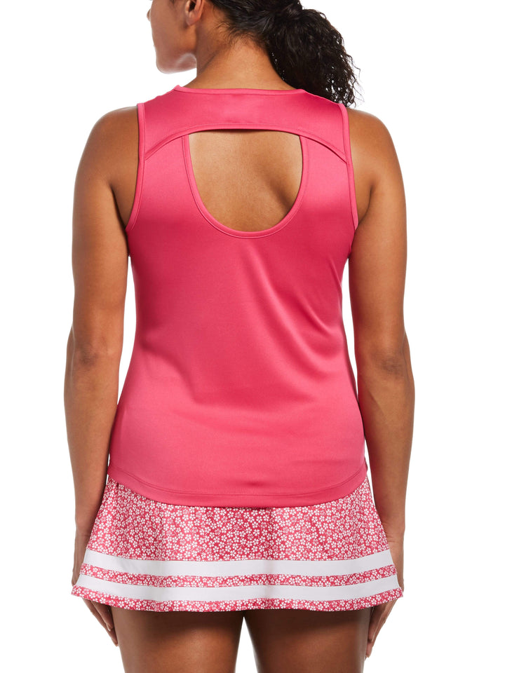 Women's Solid Keyhole Tennis Tank Top