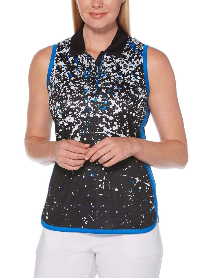 Women's Splash Print Front Panel Shirt with Contrast Binding