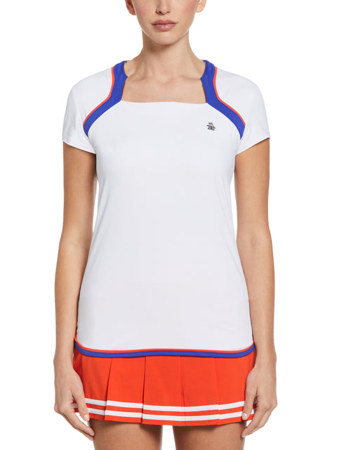 Womens Square Neckline Golf Top (Bright White) 