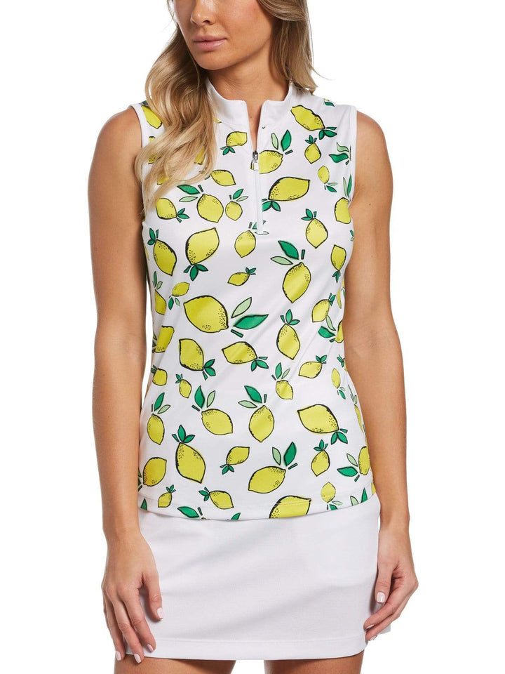 Women's Summer Lemon Print Quarter Zip Golf Shirt
