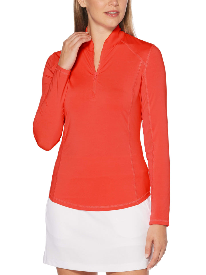 Women's Sun Protection Golf Shirt with Under Sleeve Mesh Panel