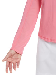 Women's Sun Protection Golf Shirt with Under Sleeve Mesh Panel