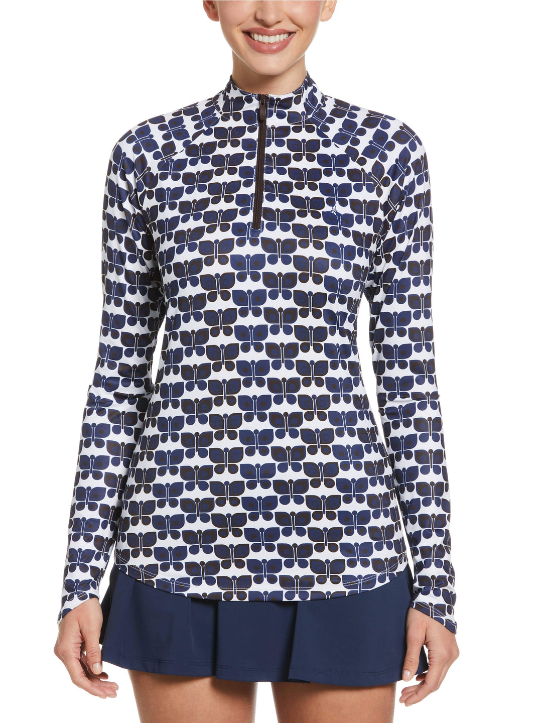 Tennis Butterfly Geo Printed Sun Protection (Bright White) 