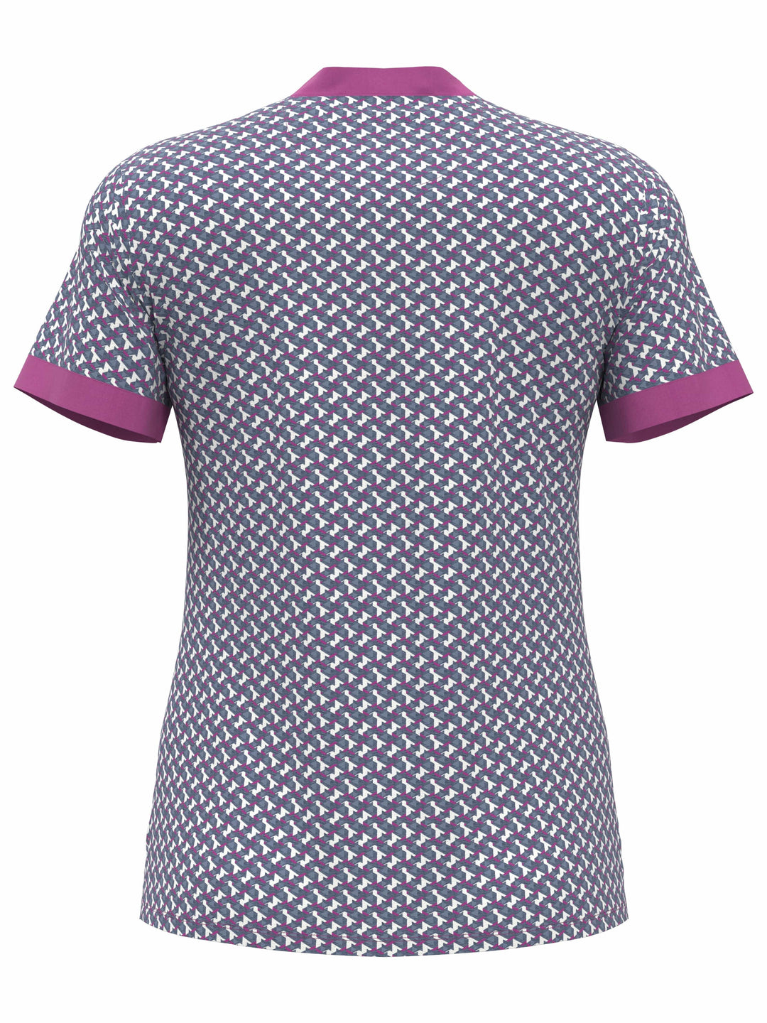 Textured Geo Print Zip Golf Polo (Purple Orchid) 