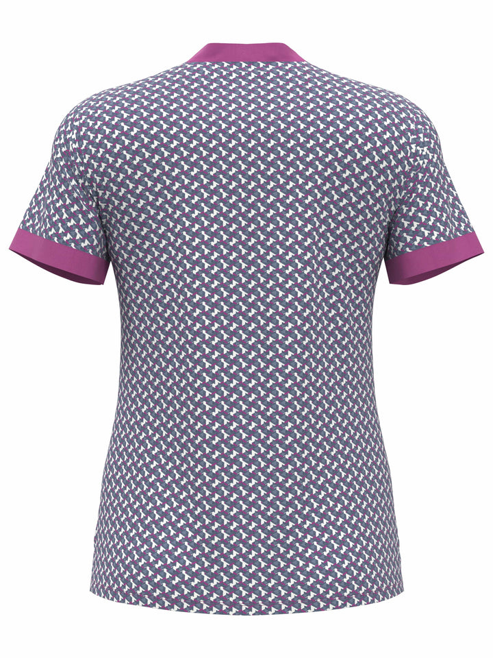 Textured Geo Print Zip Golf Polo (Purple Orchid) 