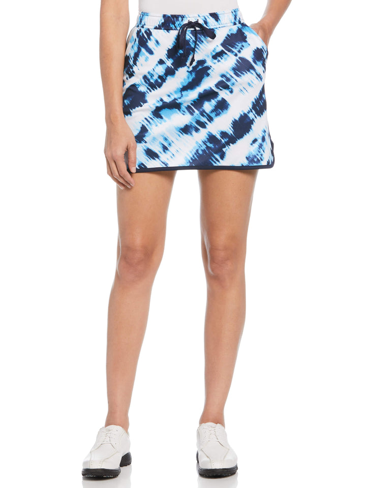 Tie Dye Print Golf Skort with Drawstring Waist (Peacoat) 