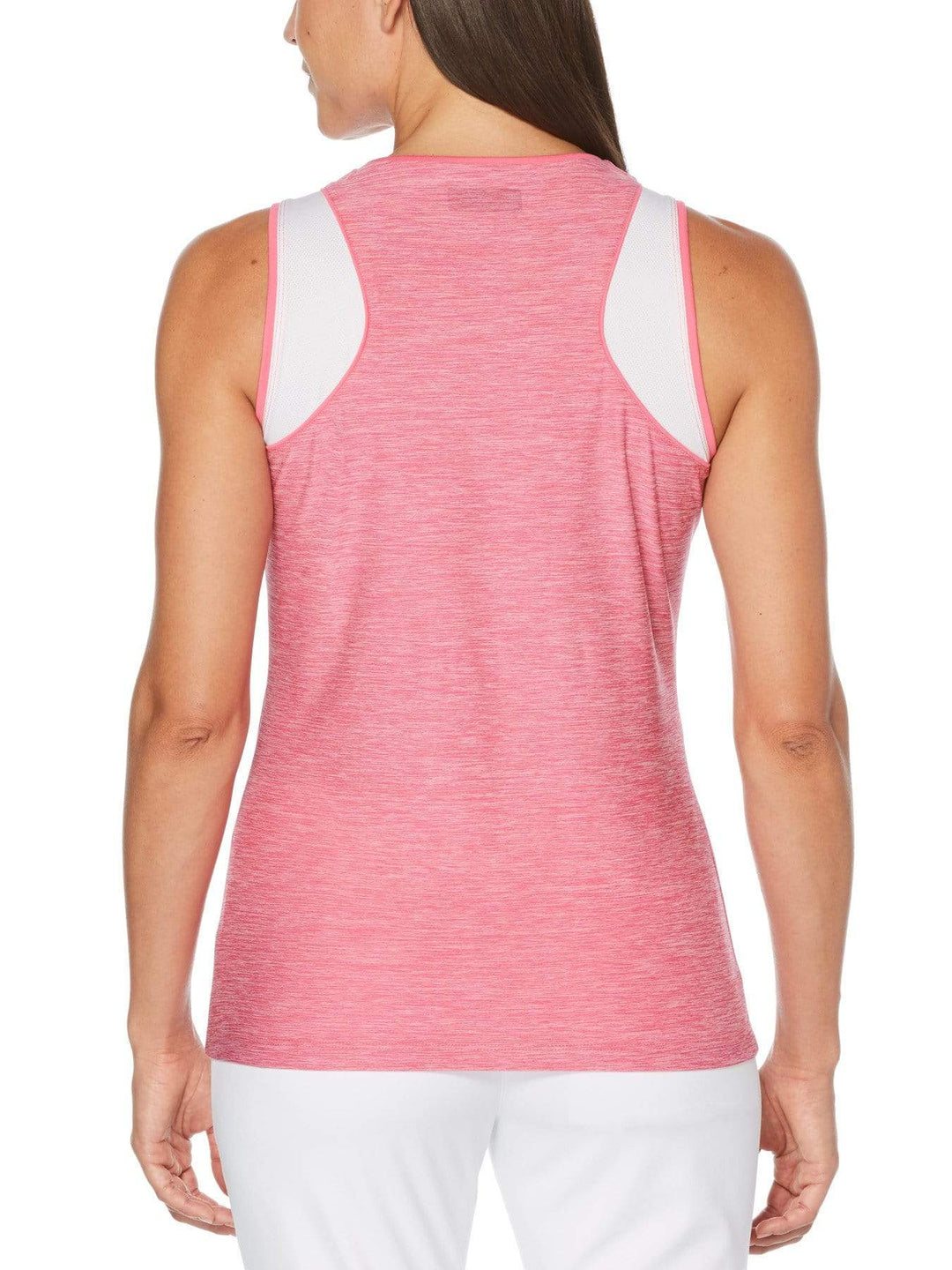 Women's Tonal Heather Color Block Racer Back Sleeveless Golf Shirt