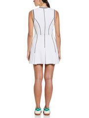 V-Neck Short Sleeves Tennis Dress (Bright White) 