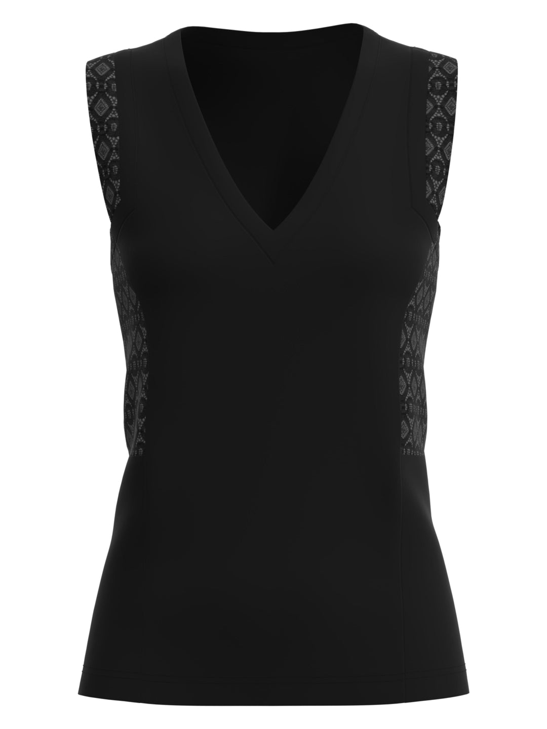 V-Neck Tennis Top with Lace Inserts (Caviar) 