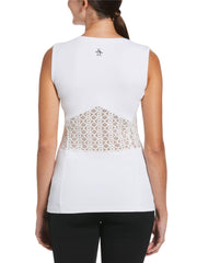 Women's V-Neck Tennis Top with Lace Inserts